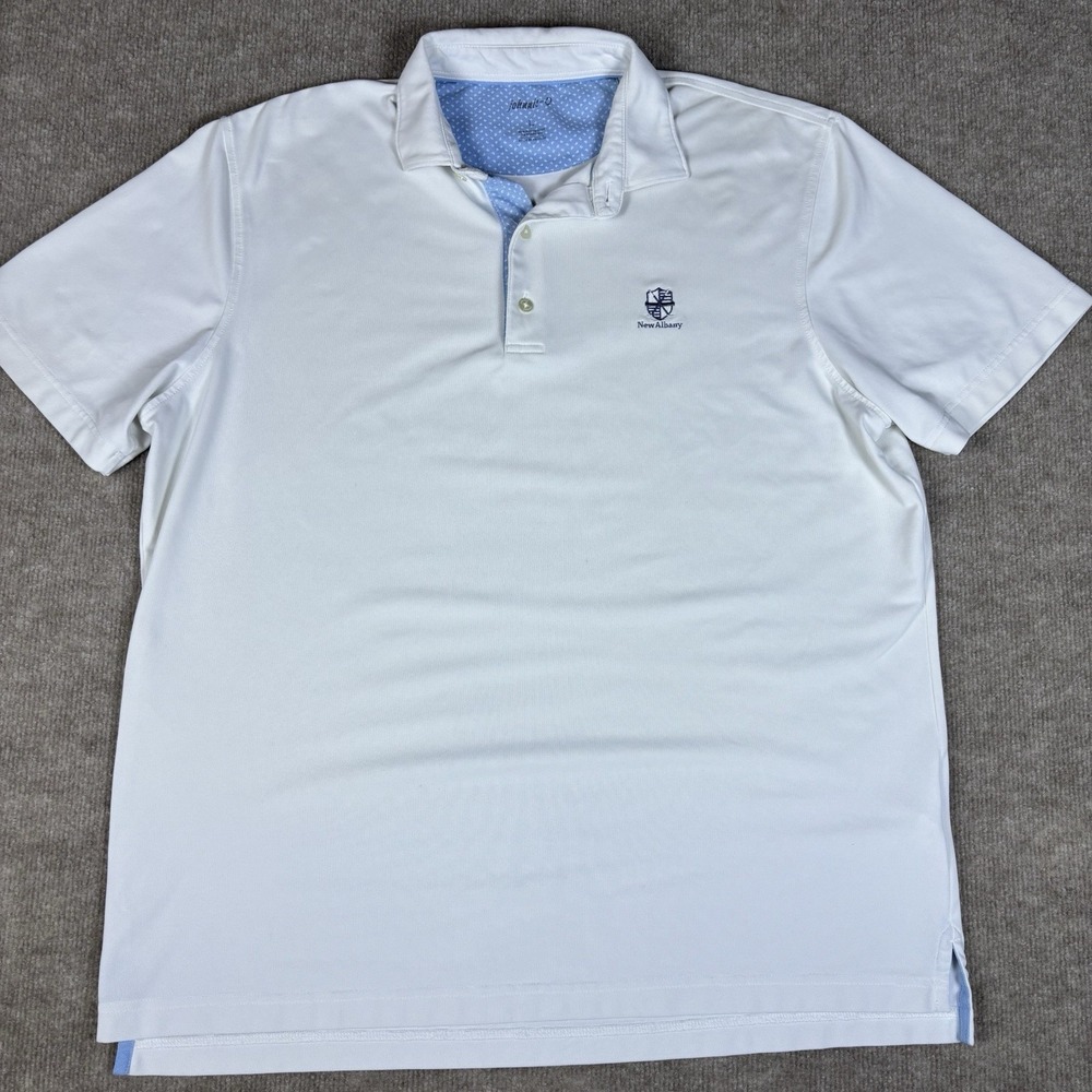 Johnnie O Polo Shirt Mens L White Performance Golf New Albany Logo Prep